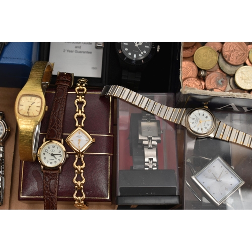 122 - A BOX OF ASSORTED WRISTWATCHES, to include a gents gold plated 'Sekonda' quartz, fitted with a tan s... 