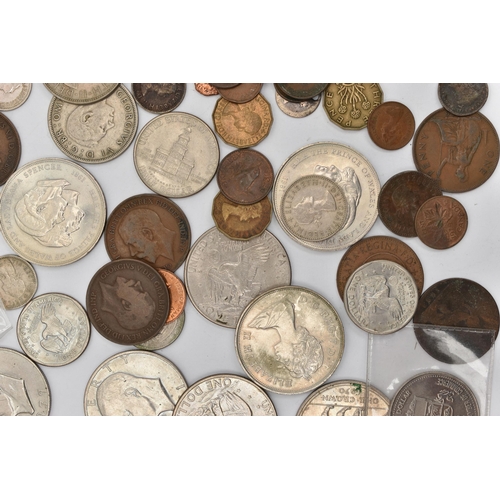 137 - A SMALL BOX OF MIXED COINS, to include a Lion King Disney commemorative coin in sealed capsule, a go... 