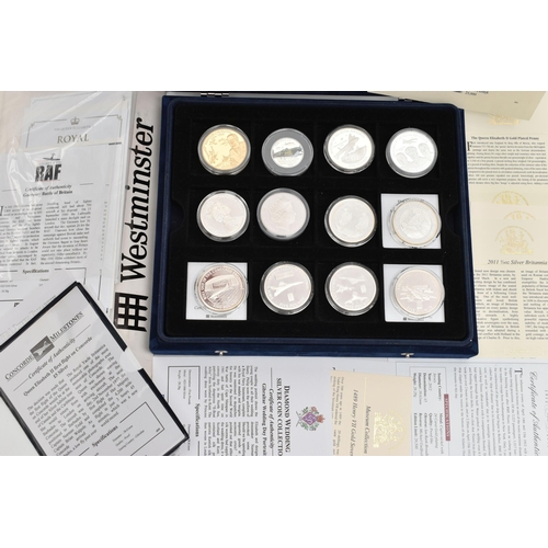 138 - A WESTMINSTER 3 TRAY BOX OF MAINLY CROWN SIZE SILVER COINS, TO INCLUDE 2006, 2007, 2009, 2010. 1OZ S... 