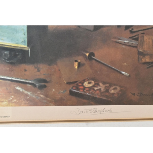 301 - DAVID SHEPHERD (1931-2017) SIX LIMITED AND OPEN EDITION PRINTS, comprising 'Grandpa's Workshop' sign... 