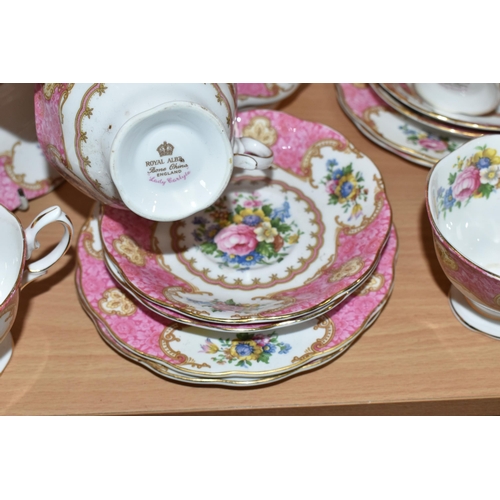 309 - A THIRTY FOUR PIECE ROYAL ALBERT 'LADY CARLYLE' TEA SET, comprising  two cake plates, a cream jug, a... 