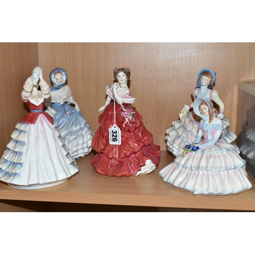 326 - FIVE ROYAL DOULTON LADY FIGURES, comprising 'Joy' HN4054, 'Susan' HN3050, 'Alice' HN3368, 'Hannah' H... 