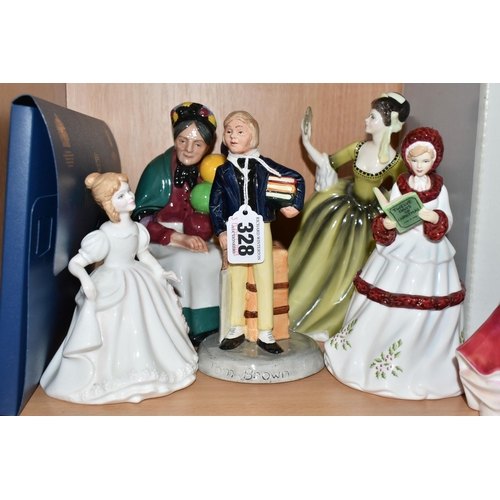 328 - A ROYAL DOULTON FIGURE 'TOM BROWN' HN2941 AND EIGHT ROYAL DOULTON LADY FIGURES, comprising 'The Old ... 