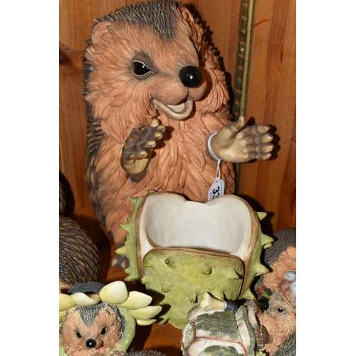 332 - A COLLECTION OF 'HEDGIES' HEDGEHOG RESIN FIGURES, in varying sizes, the largest 'Edward', height 25c... 