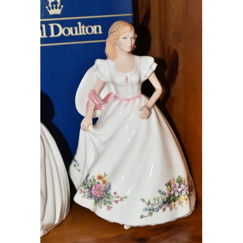 334 - SIX ROYAL DOULTON LADY FIGURES, comprising 'Amy' HN3854, 'Amy's Sister' HN3445, 'Autumn Breezes' HN1... 