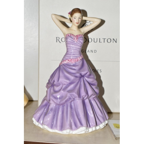 336 - SIX BOXED ROYAL DOULTON LADY FIGURES, comprising 'Kate' HN5527, 'Christmas Day 2007' HN4911, petite ... 