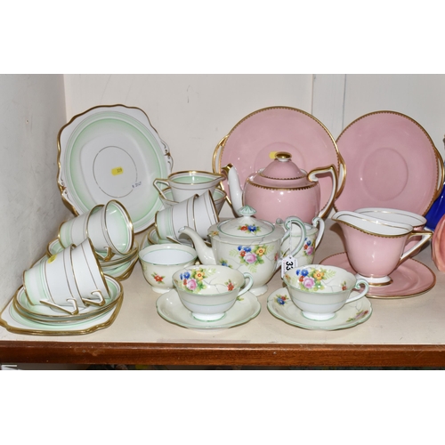 339 - THREE TEA SETS BY NORITAKE, ROYAL DOULTON AND BELL CHINA, the Noritake being a tea for two set decor... 