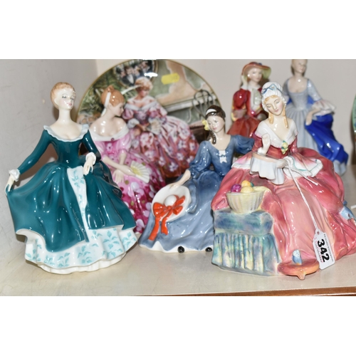 342 - SIX ROYAL DOULTON LADY FIGURES AND A COLLECTORS PLATE, comprising 'Penelope' HN1901, 'Elyse' HN2429,... 