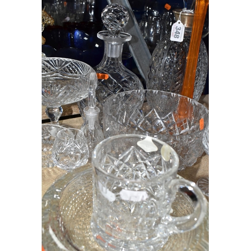 348 - A COLLECTION OF CUT CRYSTAL AND OTHER GLASS WARES, to include a large Royal Brierley vase with scall... 