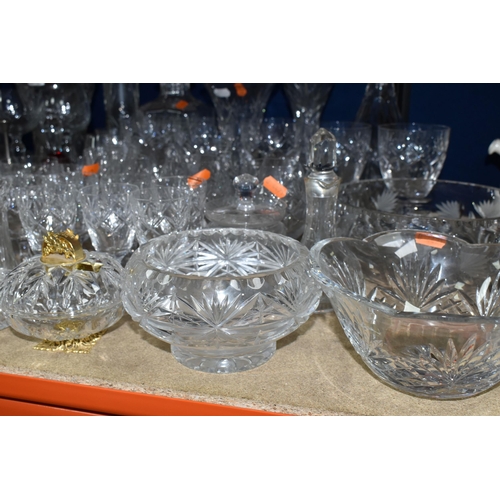 348 - A COLLECTION OF CUT CRYSTAL AND OTHER GLASS WARES, to include a large Royal Brierley vase with scall... 