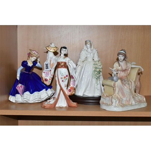 305 - FOUR FIGURINES, comprising Coalport 'Madam Butterfly', a limited edition 844/12500 from the Opera He... 