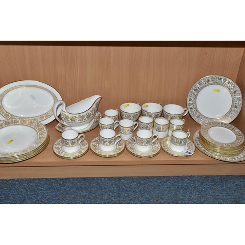 330 - A SMALL QUANTITY OF WEDGWOOD 'GOLD FLORENTINE' W4219 AND 'GOLD DAMASK' PATTERN PART DINNER WARES, th... 