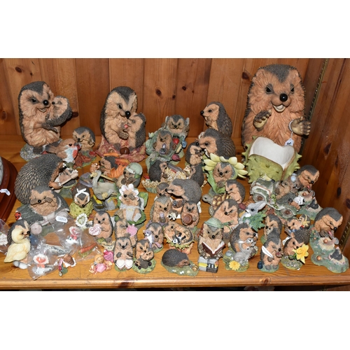 332 - A COLLECTION OF 'HEDGIES' HEDGEHOG RESIN FIGURES, in varying sizes, the largest 'Edward', height 25c... 