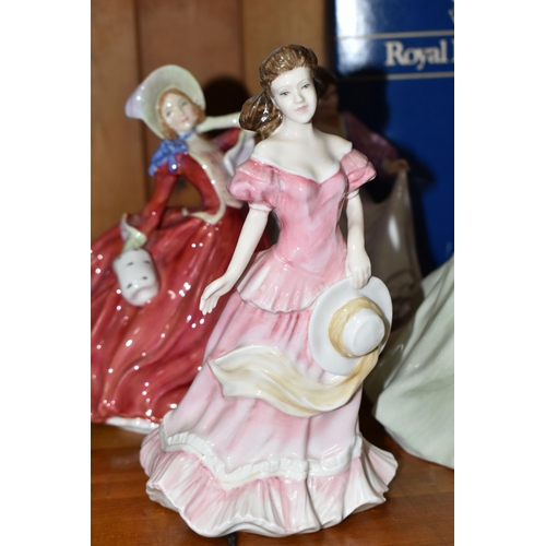 334 - SIX ROYAL DOULTON LADY FIGURES, comprising 'Amy' HN3854, 'Amy's Sister' HN3445, 'Autumn Breezes' HN1... 