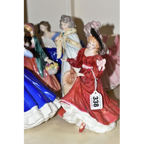 338 - SIX ROYAL DOULTON LADY FIGURES, comprising 'Patricia Figure of the Year 1993' HN3365, 'Eliza Farren ... 