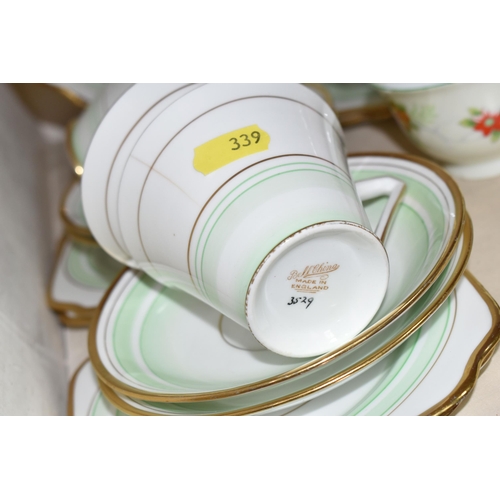 339 - THREE TEA SETS BY NORITAKE, ROYAL DOULTON AND BELL CHINA, the Noritake being a tea for two set decor... 