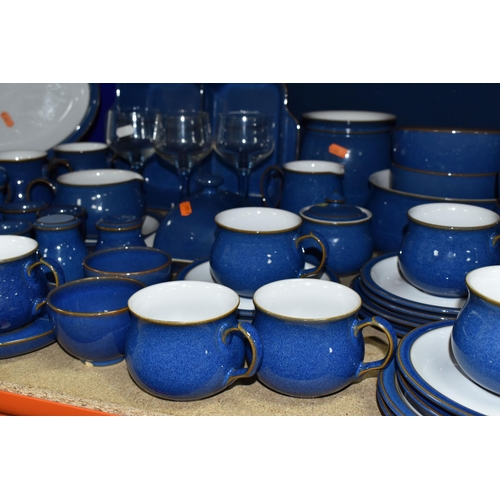 356 - A SIXTY NINE PIECE DENBY 'IMPERIAL BLUE' DINNER SERVICE, comprising a covered casserole dish, a roas... 