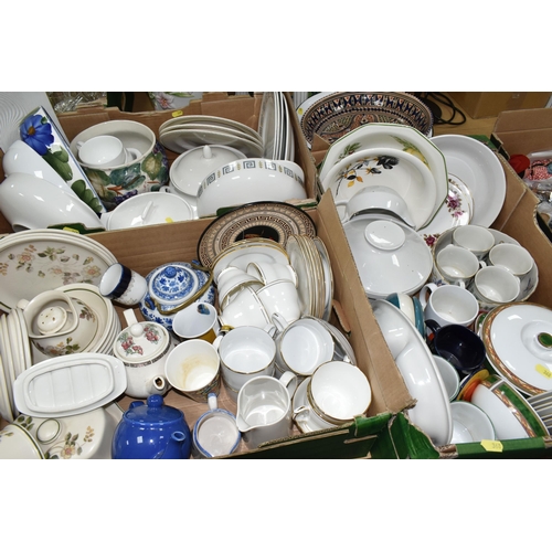 368 - THREE BOXES AND LOOSE OF ASSORTED CERAMICS, including a small quantity of Royal Doulton 'Tapestry' p... 