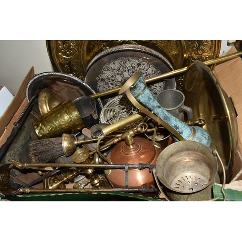 376 - THREE BOXES AND LOOSE METAL WARES, CAMERAS AND SUNDRY ITEMS, to include a Zenit-B camera fitted with... 