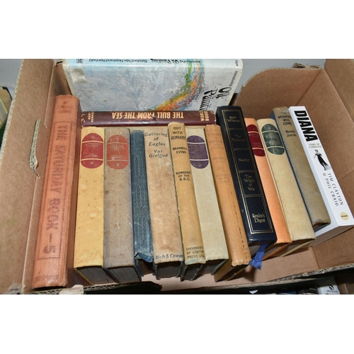 397 - SIX BOXES OF APPROXIMATELY 140 BOOKS, mostly fiction but with a number of non-fiction, authors inclu... 