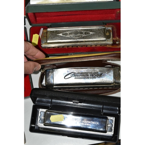 402 - A GROUP OF TEN CASED HOHNER HARMONICAS, comprising The 64 Chromonica professional model, a CX12, a C... 