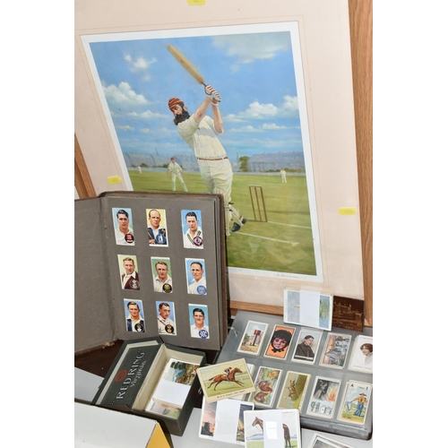 403 - TWO CIGARETTE CARD ALBUMS AND A BOX OF CIGARETTE CARDS containing a miscellaneous collection of sets... 