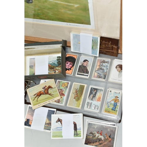 403 - TWO CIGARETTE CARD ALBUMS AND A BOX OF CIGARETTE CARDS containing a miscellaneous collection of sets... 