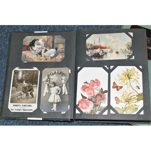 406 - TWO ALBUMS OF POSTCARDS containing approximately 501 early 20th century postcards, (with exceptions)... 