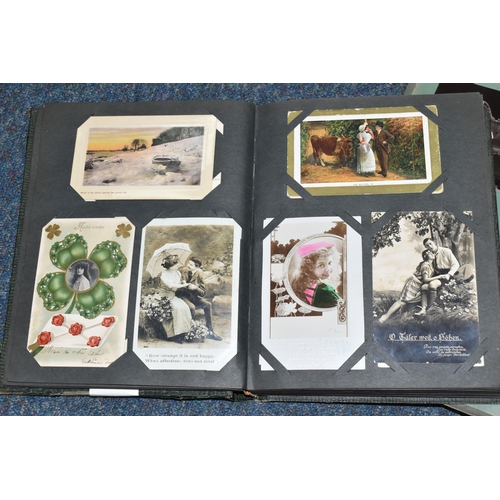 406 - TWO ALBUMS OF POSTCARDS containing approximately 501 early 20th century postcards, (with exceptions)... 