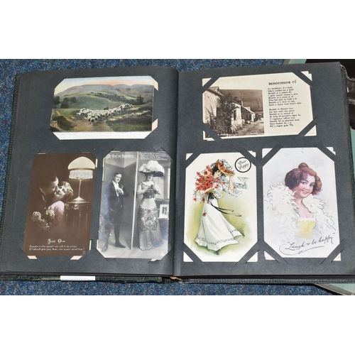 406 - TWO ALBUMS OF POSTCARDS containing approximately 501 early 20th century postcards, (with exceptions)... 