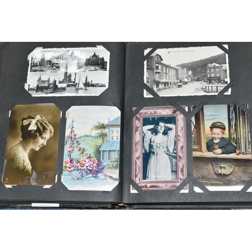 406 - TWO ALBUMS OF POSTCARDS containing approximately 501 early 20th century postcards, (with exceptions)... 