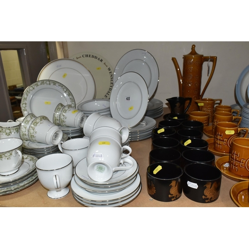 422 - TEA AND COFFEE WARES, to include Portmeirion Totem coffee pot, milk jug, sugar bowl, five cups and f... 