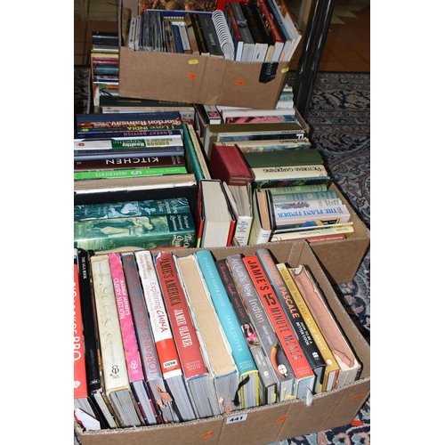 441 - SIX BOXES OF BOOKS, over sixty books, subjects include gardening, cookery, birds and dictionaries, e... 