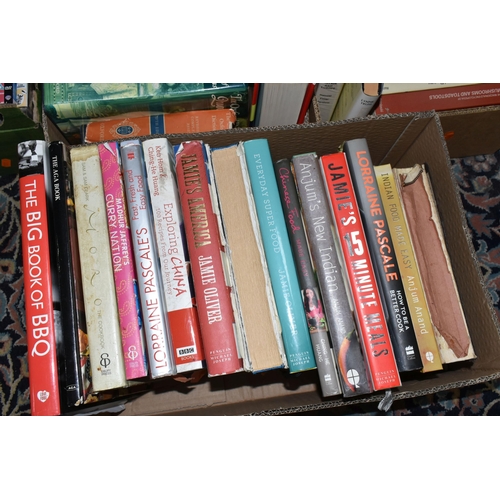 441 - SIX BOXES OF BOOKS, over sixty books, subjects include gardening, cookery, birds and dictionaries, e... 