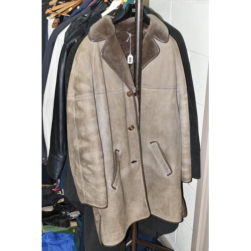 449 - A QUANTITY OF MENS CLOTHING AND ACCESSORIES, to include coats, jackets and trousers etc, to include ... 