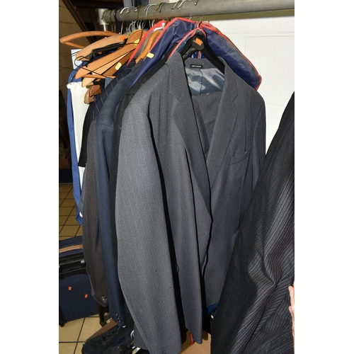 449 - A QUANTITY OF MENS CLOTHING AND ACCESSORIES, to include coats, jackets and trousers etc, to include ... 