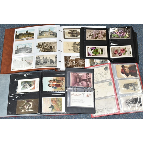 412 - POSTCARDS, Five Albums containing a collection of approximately 685 eclectic early-late 20th century... 