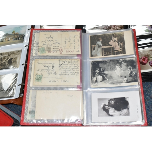 412 - POSTCARDS, Five Albums containing a collection of approximately 685 eclectic early-late 20th century... 