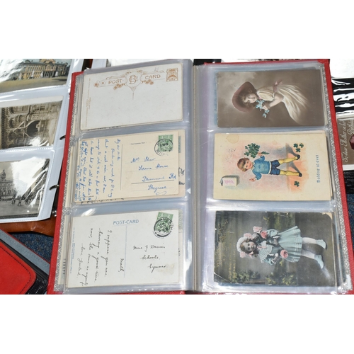 412 - POSTCARDS, Five Albums containing a collection of approximately 685 eclectic early-late 20th century... 