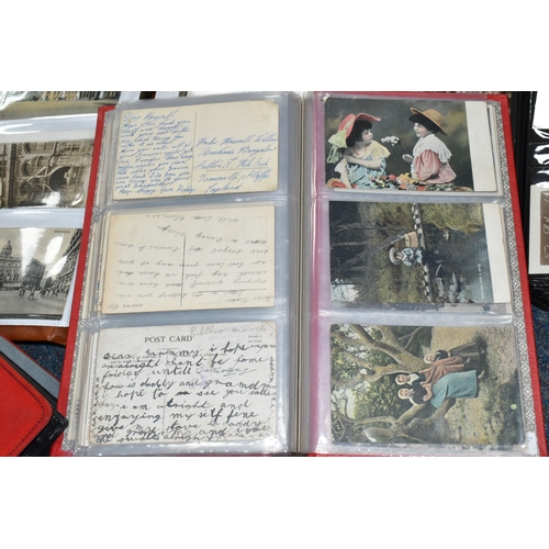 412 - POSTCARDS, Five Albums containing a collection of approximately 685 eclectic early-late 20th century... 