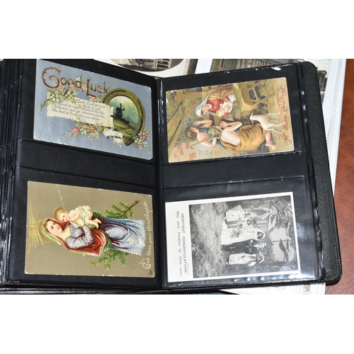 412 - POSTCARDS, Five Albums containing a collection of approximately 685 eclectic early-late 20th century... 