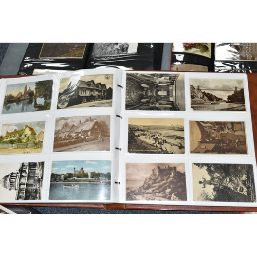 412 - POSTCARDS, Five Albums containing a collection of approximately 685 eclectic early-late 20th century... 