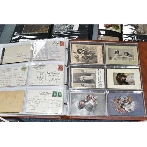 412 - POSTCARDS, Five Albums containing a collection of approximately 685 eclectic early-late 20th century... 