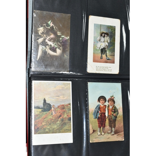 412 - POSTCARDS, Five Albums containing a collection of approximately 685 eclectic early-late 20th century... 