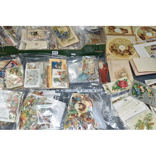 417 - A LARGE COLLECTION OF VICTORIAN/EDWARDIAN EPHEMERA comprising of approximately 850 greetings card, s... 