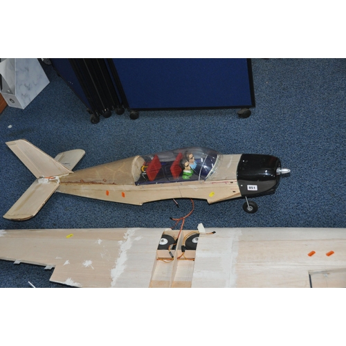 851 - A PIPER CHEROKEE MODEL PLANE, 64in wingspan partially built with spares, manuals and plans (without ... 