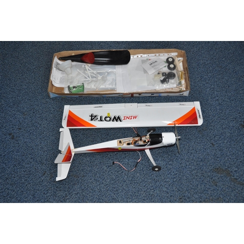 852 - A RIPMAX MINI WOT 4 Mk2 MODEL PLANE with 26in wingspan, motor,  original box and spares (no battery)