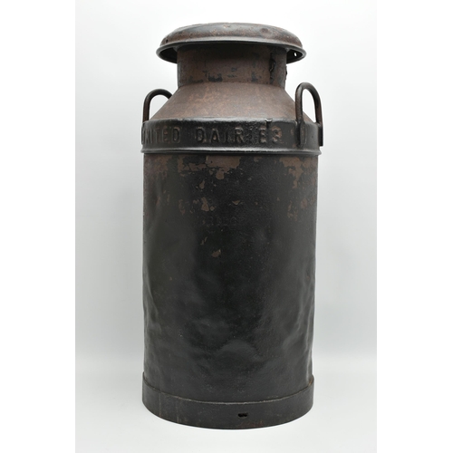 1079A - A BLACK PAINTED METAL 'UNITED DAIRIES WHOLESALE LTD' MILK CHURN, impressed marks to lid 6194 I - U.D... 