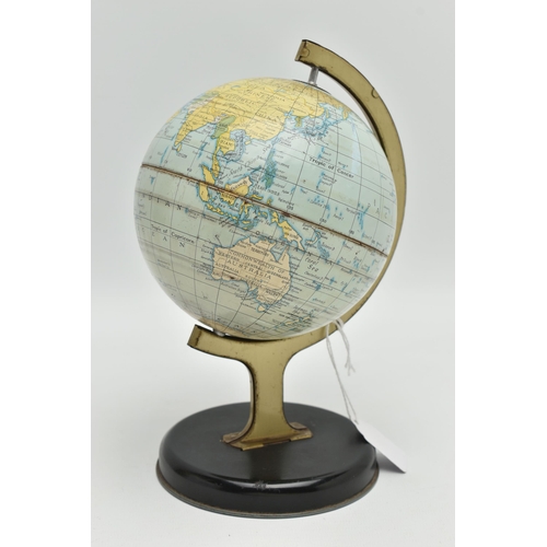 853A - A LATE 1950s CHAD VALLEY CHILD'S GLOBE, M200, rotates on its stand, with clock setting wheel, height... 