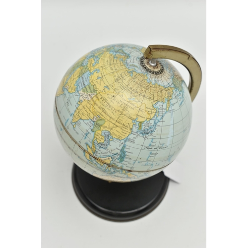 853A - A LATE 1950s CHAD VALLEY CHILD'S GLOBE, M200, rotates on its stand, with clock setting wheel, height... 